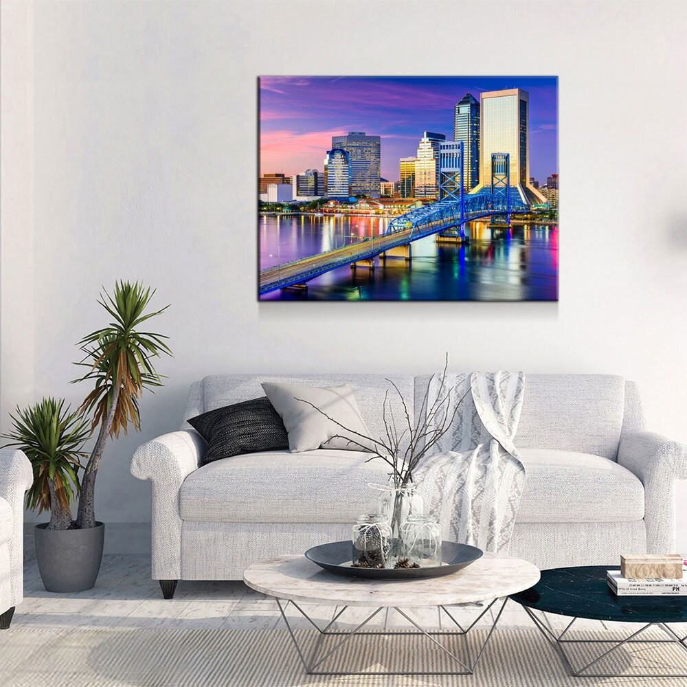 Jacksonville Florida Skyline Canvas Wall Art, Jacksonville, FL Skyline, Jacksonville Florida Print, Jacksonville City Skyline