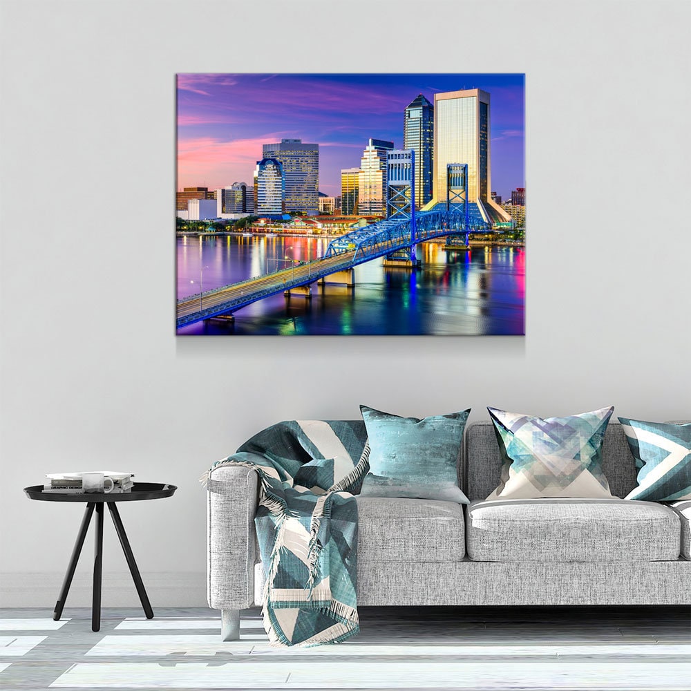 Jacksonville Florida Skyline Canvas Wall Art, Jacksonville, FL Skyline, Jacksonville Florida Print, Jacksonville City Skyline