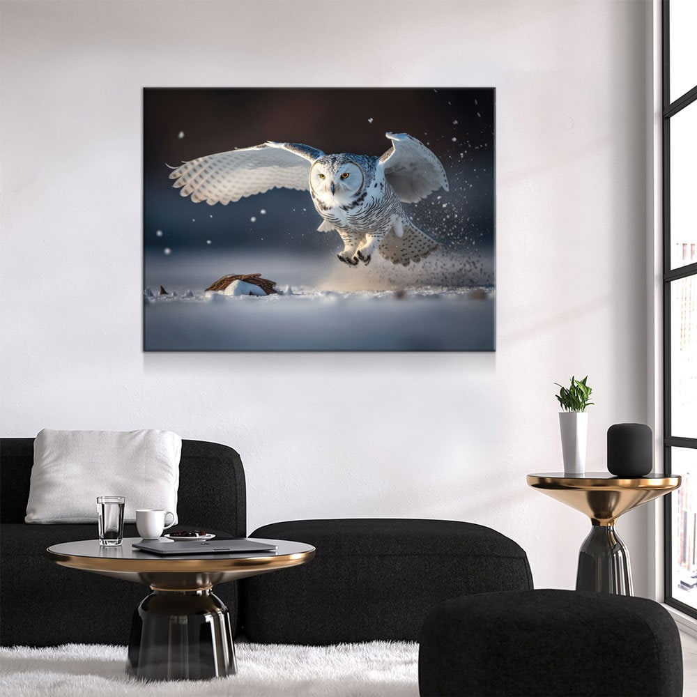 Snowy Owl Flying Canvas Wall Art, Snowy Owl Soaring, Snowy Owl Decor, Polar Owl Print, White Owl, Arctic Owl