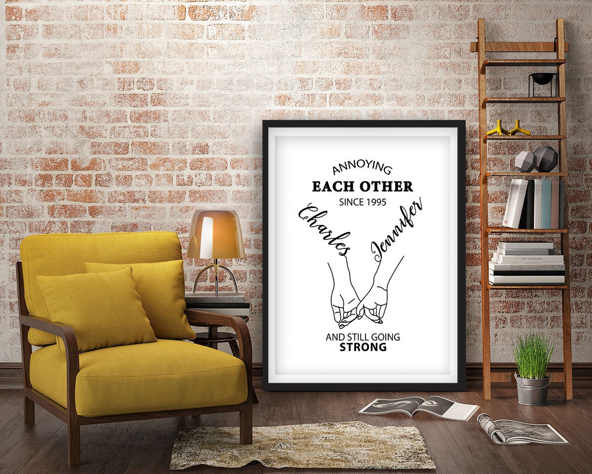 Annoying Each Other Since Framed Fine Art Print, Personalized Romantic Gift, Annoying Each Other And still Going Strong Print, Anniversary Black