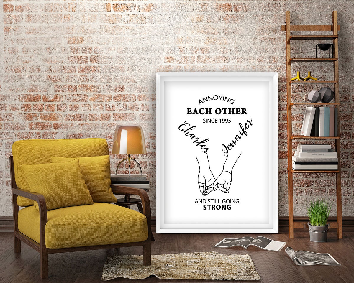 Annoying Each Other Since Framed Fine Art Print, Personalized Romantic Gift, Annoying Each Other And still Going Strong Print, Anniversary White