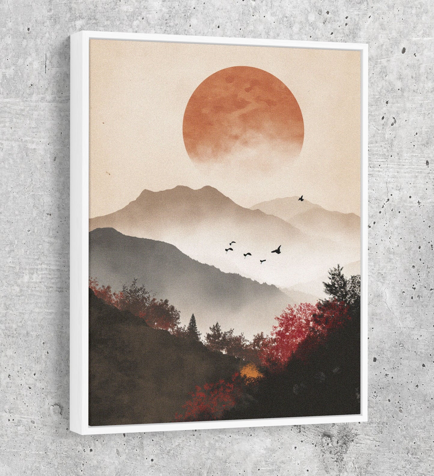 Japandi Zen Style Canvas Wall Art, Japandi Art, Japanese Wall Art, Japandi Decor, Japandi Art Print, Minimalist Art, Earthy Art White Floating Frame