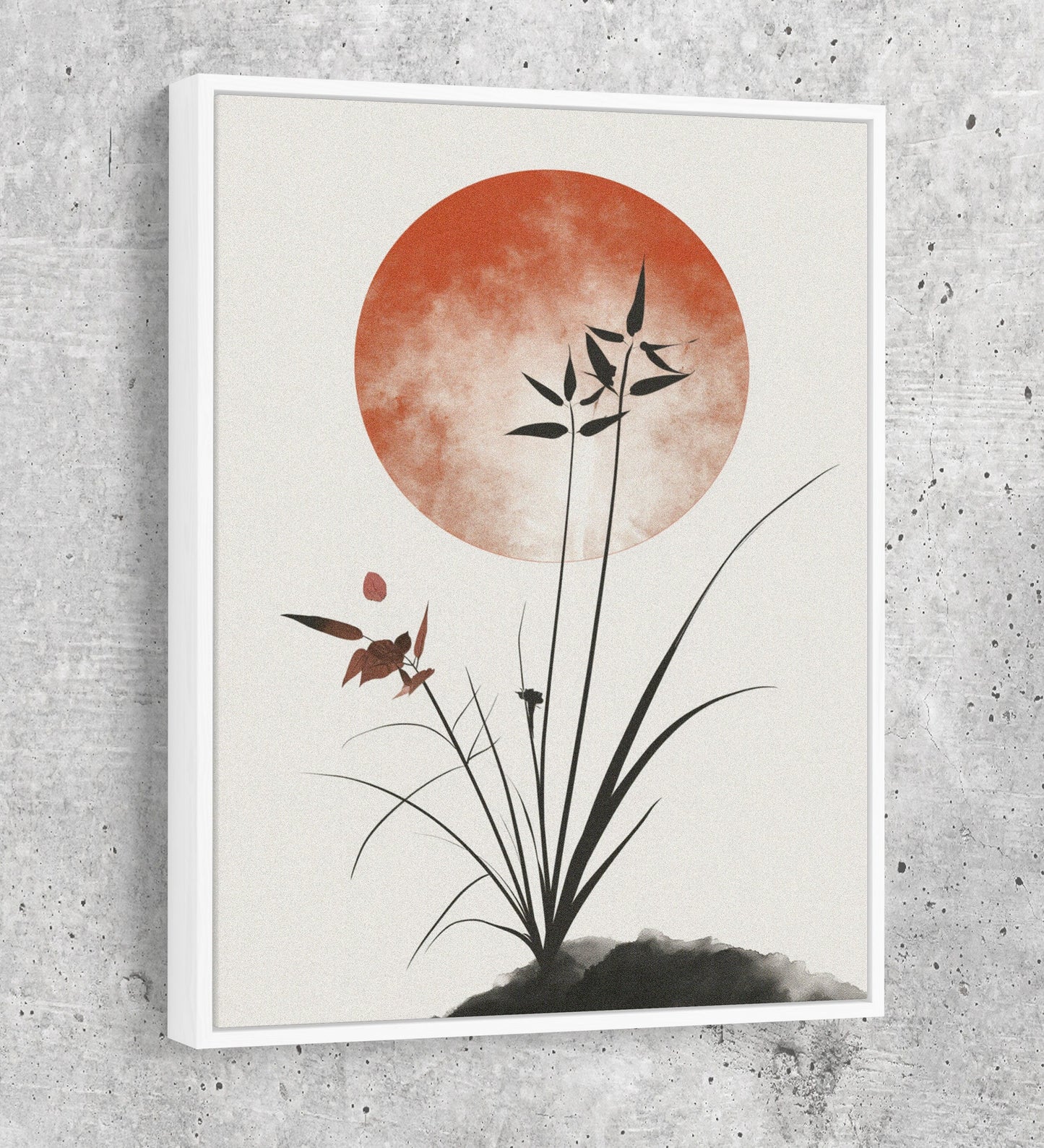 Japandi Minimalist Style Canvas Wall Art, Japandi Art, Japanese Wall Art, Japandi Decor, Japandi Zen Wall Art, Minimalist Art, Earthy Art White Floating Frame