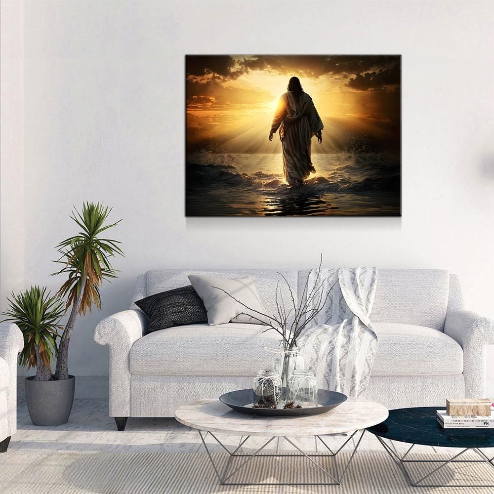 Jesus Walking On Water Canvas Wall Art, Religious Decor, Jesus Art, Religious Wall Art, Jesus Wall Art, Jesus Walking on Water Print