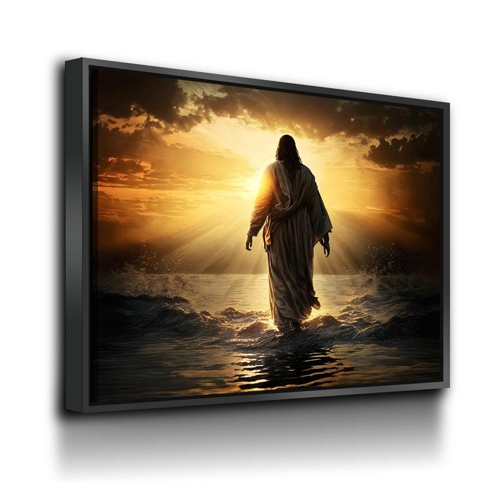 Jesus Walking On Water Canvas Wall Art, Religious Decor, Jesus Art, Religious Wall Art, Jesus Wall Art, Jesus Walking on Water Print