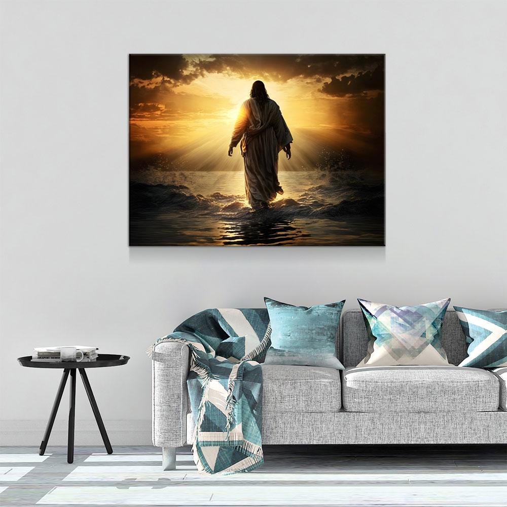 Jesus Walking On Water Canvas Wall Art, Religious Decor, Jesus Art, Religious Wall Art, Jesus Wall Art, Jesus Walking on Water Print Gallery Wrap