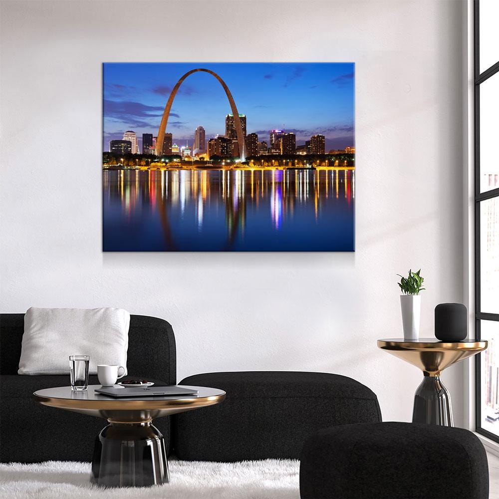 St. Louis Skyline Canvas Wall Art, Saint Louis, MO Skyline, Saint Louis Missouri Print, St. Louis City Skyline, St. Louis Gateway Arch