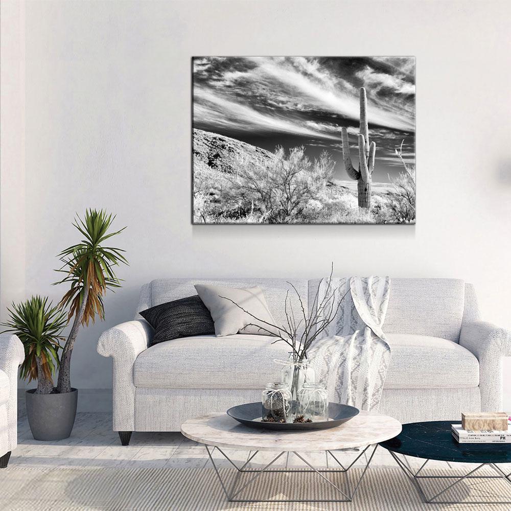 Saguaro Cactus Canvas Wall Art, Black and White Saguaro Cactus Decor, Cactus Decor, Desert Art, Saguaro National Park at Tucson, Arizona