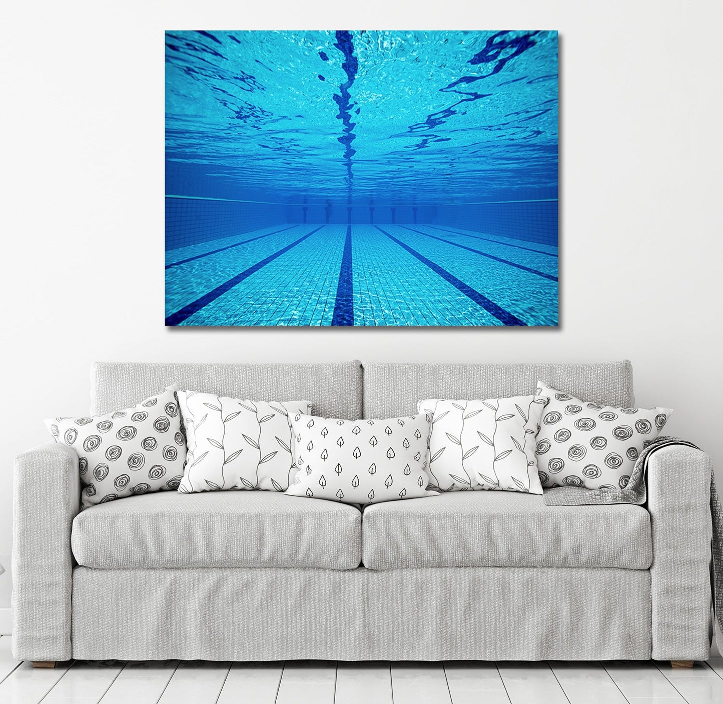 Swimming Pool Canvas Wall Art, Swimmers Gift, Under Pool Water, Swim Team Wall Art, Swim Team Art, Swimmers Wall Art Gift 48x32 inch