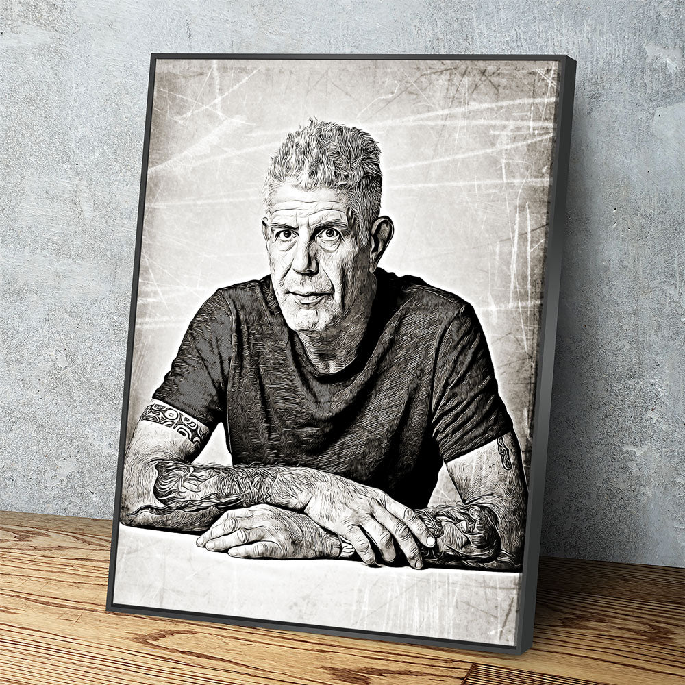 Anthony Bourdain Canvas Wall Art With Floating Frame
