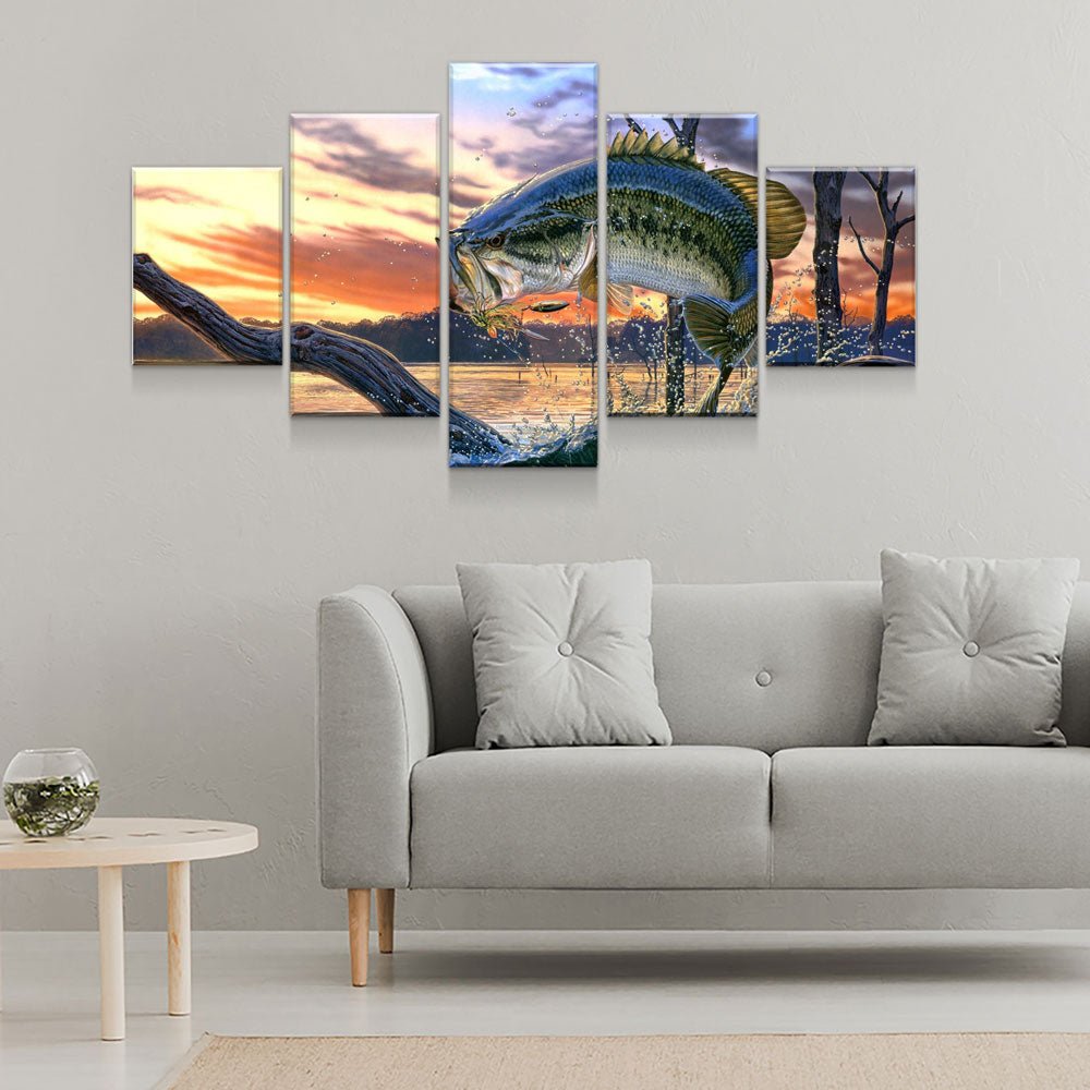Bass Fishing Dream 5-Piece Wall Art Canvas