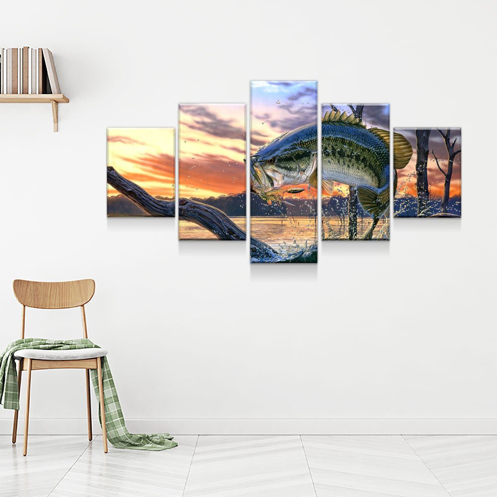 Bass Fishing Dream 5-Piece Wall Art Canvas