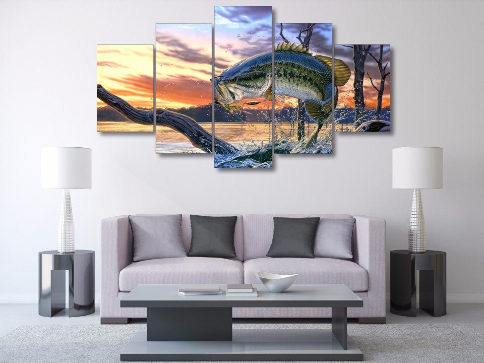Bass Fishing Dream 5-Piece Wall Art Canvas