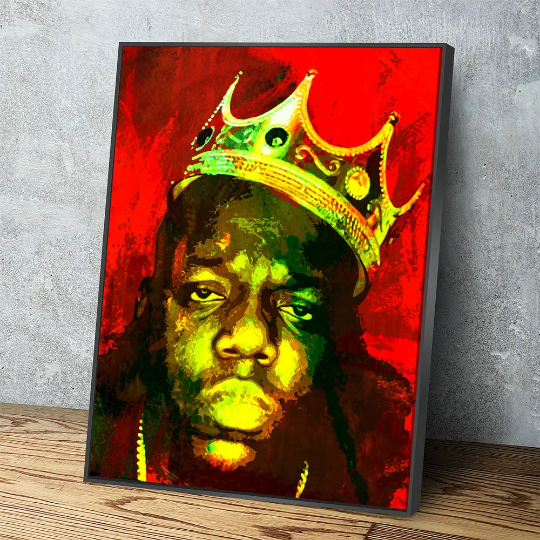 Biggie Smalls Luke Cage Inspired Wall Art Canvas, The Notorious B.I.G. Decor With Black Floating Frame