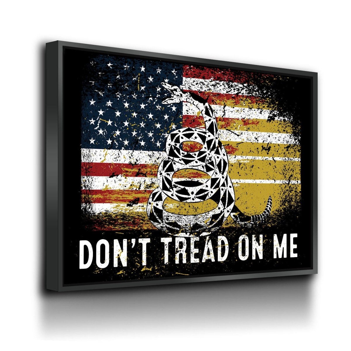 Don't Tread On Me Canvas Wall Art, USA Patriotic Decor Gallery Wrap With Floating Frame