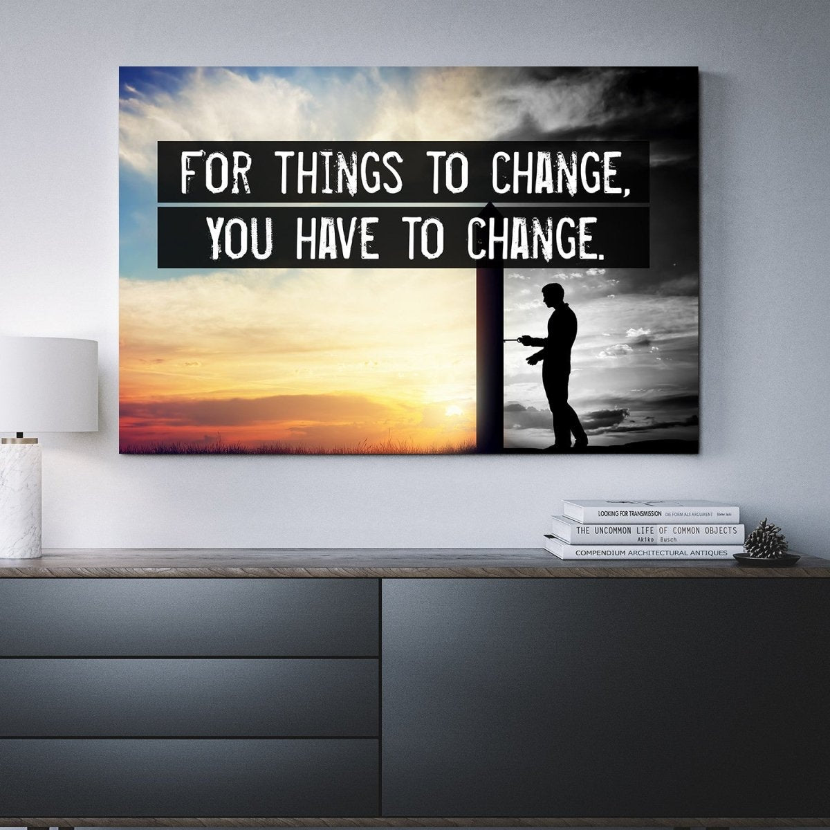 For Things To Change You Have To Change Wall Art Canvas Motivational Quote 40W X 30L