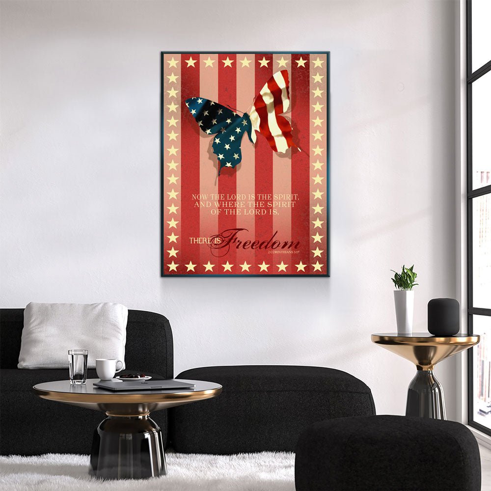 Freedom Wings Canvas Wall Art, 2 Corinthians 3:17 Verse, Patriotic Decor