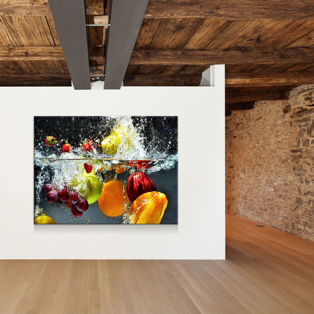 Fruit Splash Canvas Wall Art, Cooking Decor, Kitchen Wall Art, Fruit Decor Gallery Wrap
