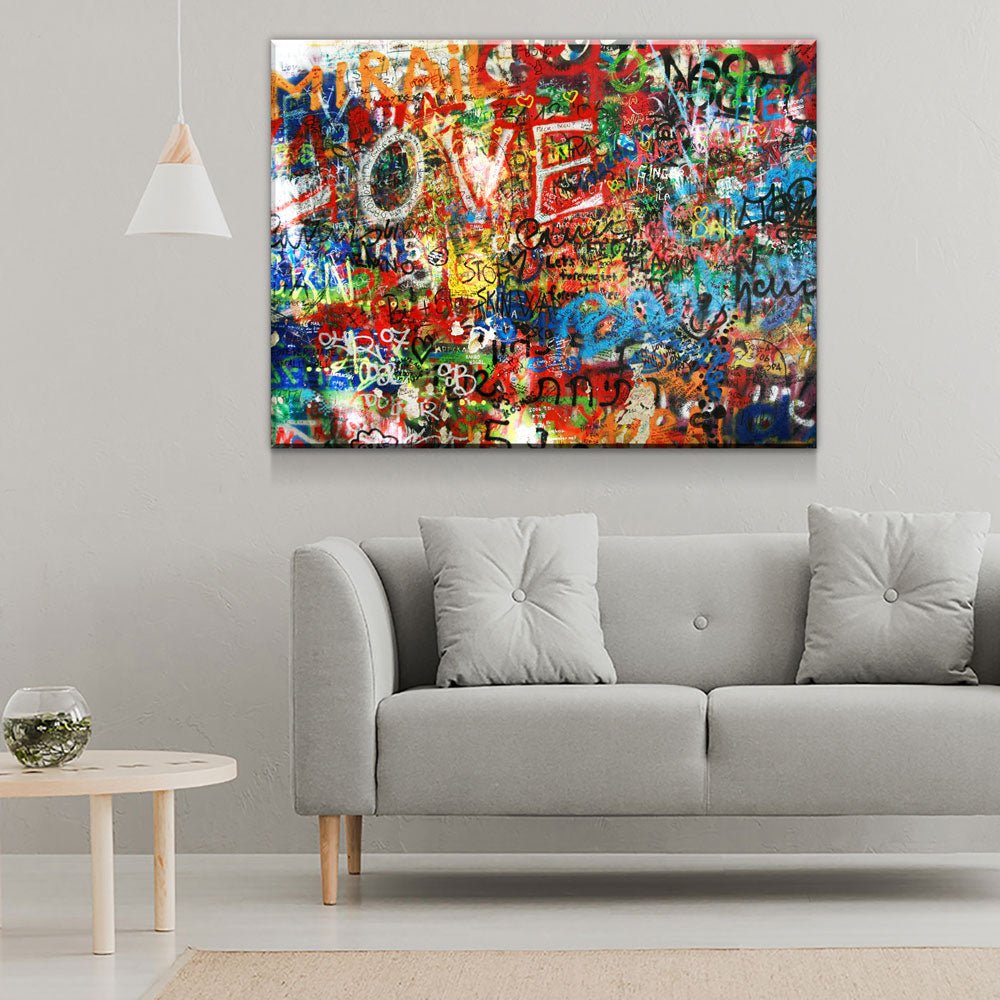 Graffiti on The Lennon Wall Canvas Wall Art