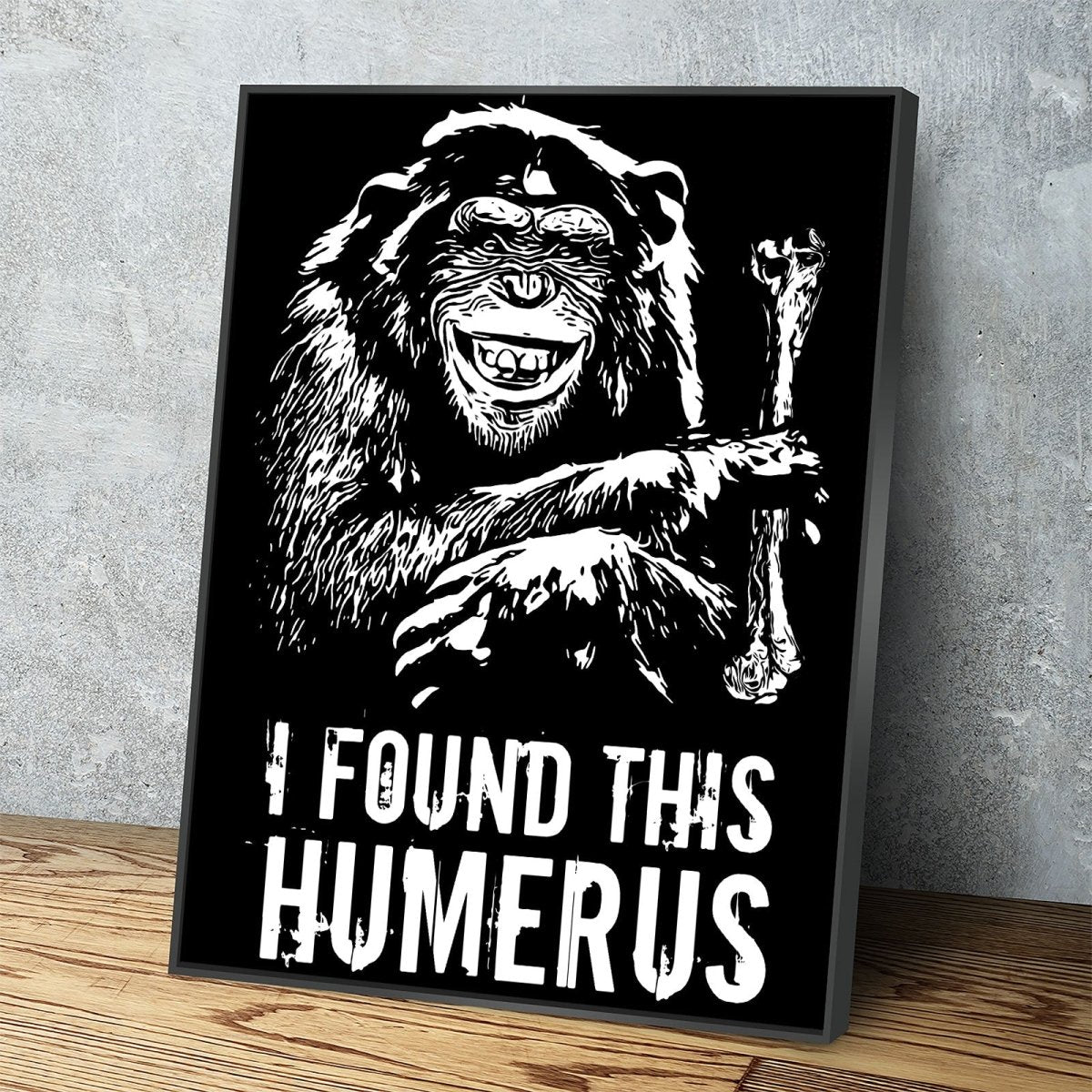 I Found This Humerus Canvas Wall Art, Funny Monkey Art With Black Floating Frame