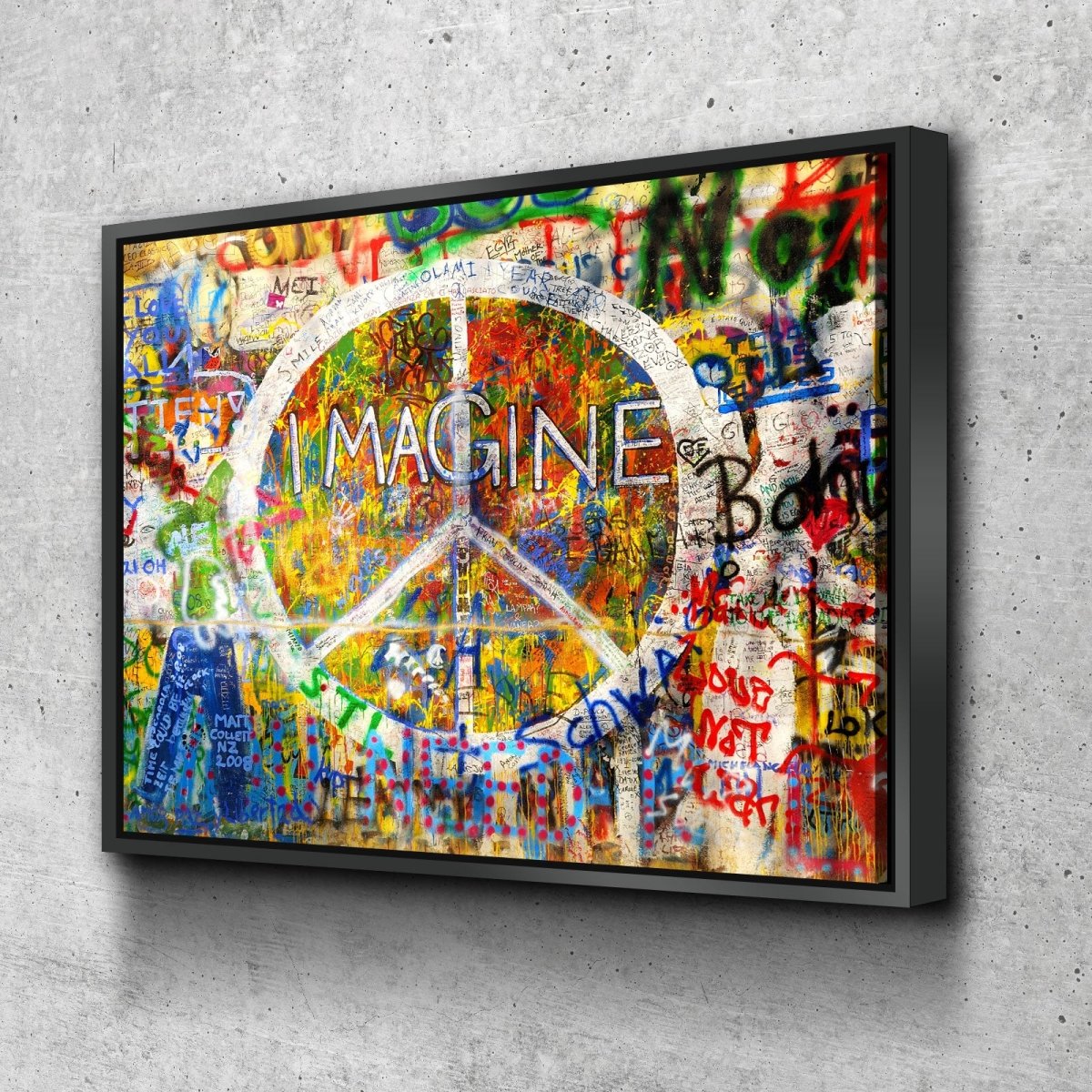 Imagine Wall, Graffiti on The Lennon Wall Canvas Wall Art