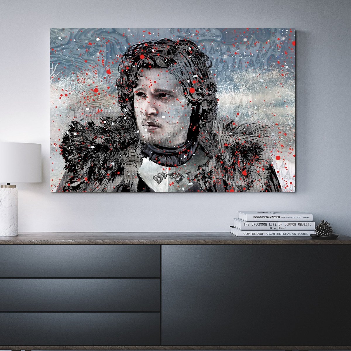 King Of The North Jon Snow Abstract Wall Art For Home, Office or Dorm GOT Rectangle Image Wrap
