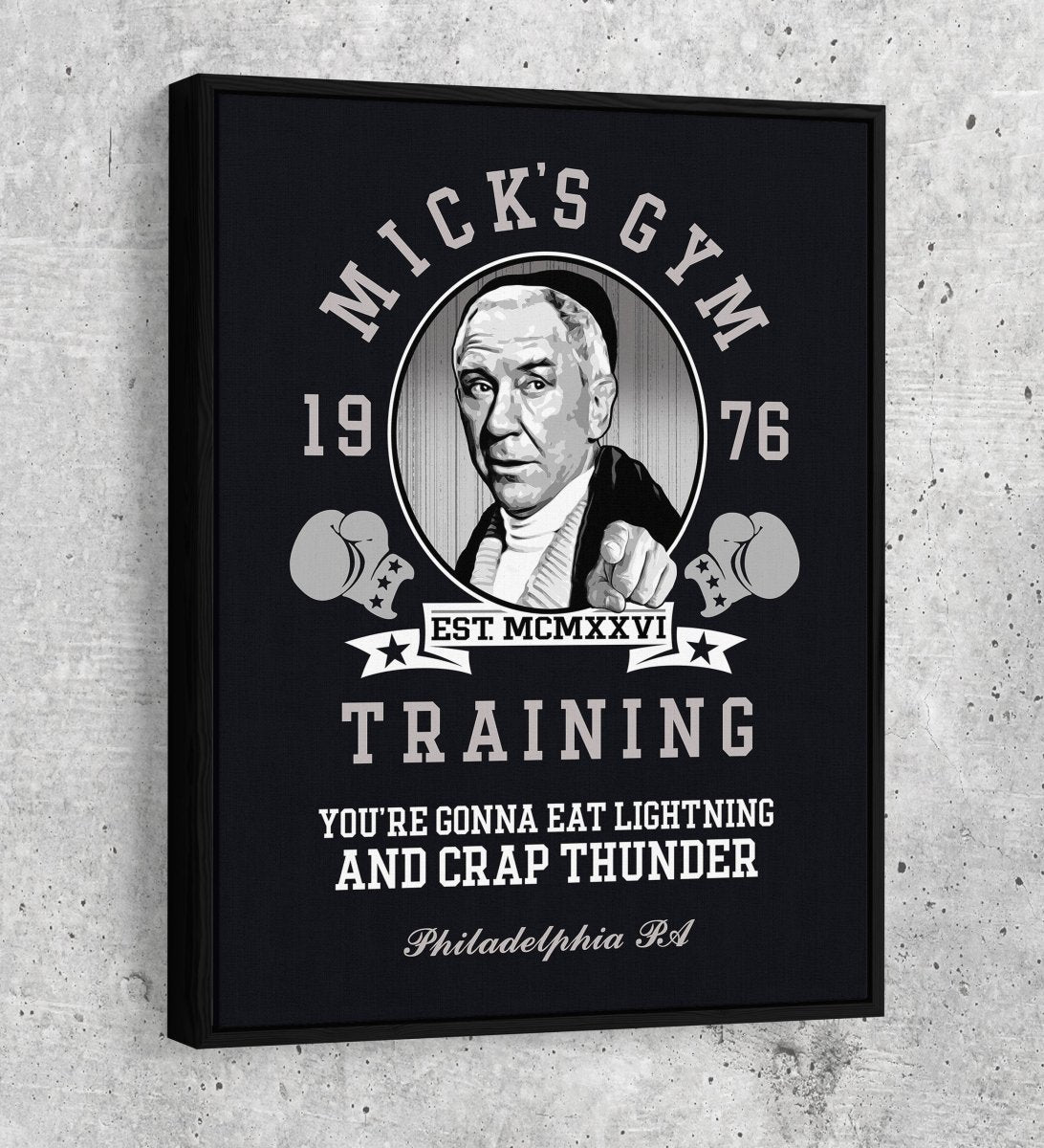 Mick's Gym Canvas Wall Art, Motivational Wall Art, Rocky Decor With Black Floating Frame
