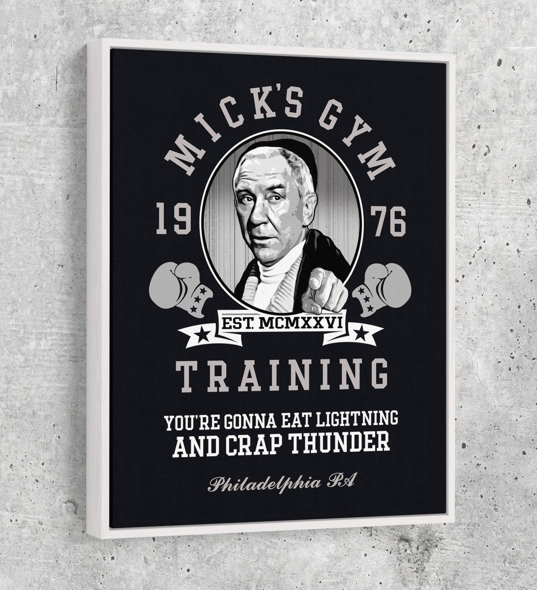 Mick's Gym Canvas Wall Art, Motivational Wall Art, Rocky Decor With White Floating Frame