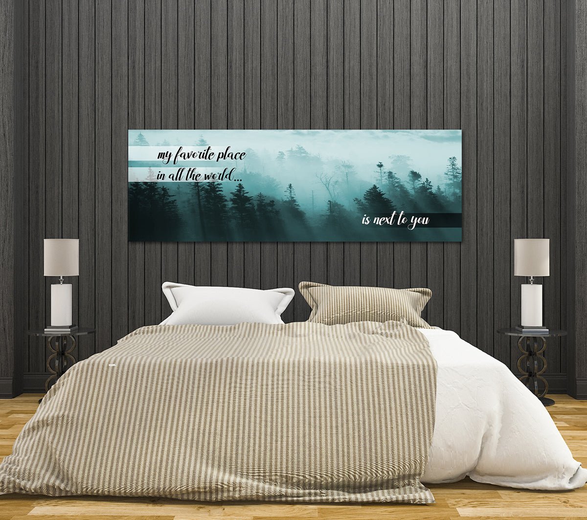 My Favorite Place In All The World Is Next To You Canvas Wall Art For Couples, Romantic Devor Light Blue