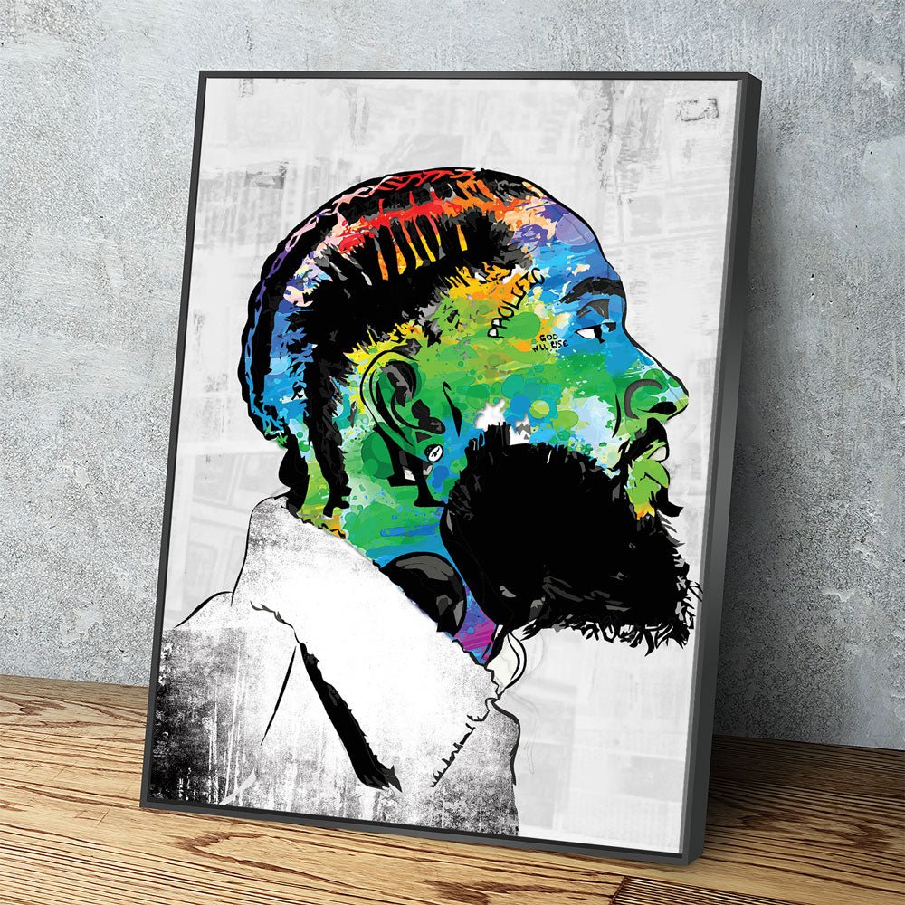 Nipsey Hussle Canvas Wall Art - RIP Nipsey, American Rapper With Floating Frame