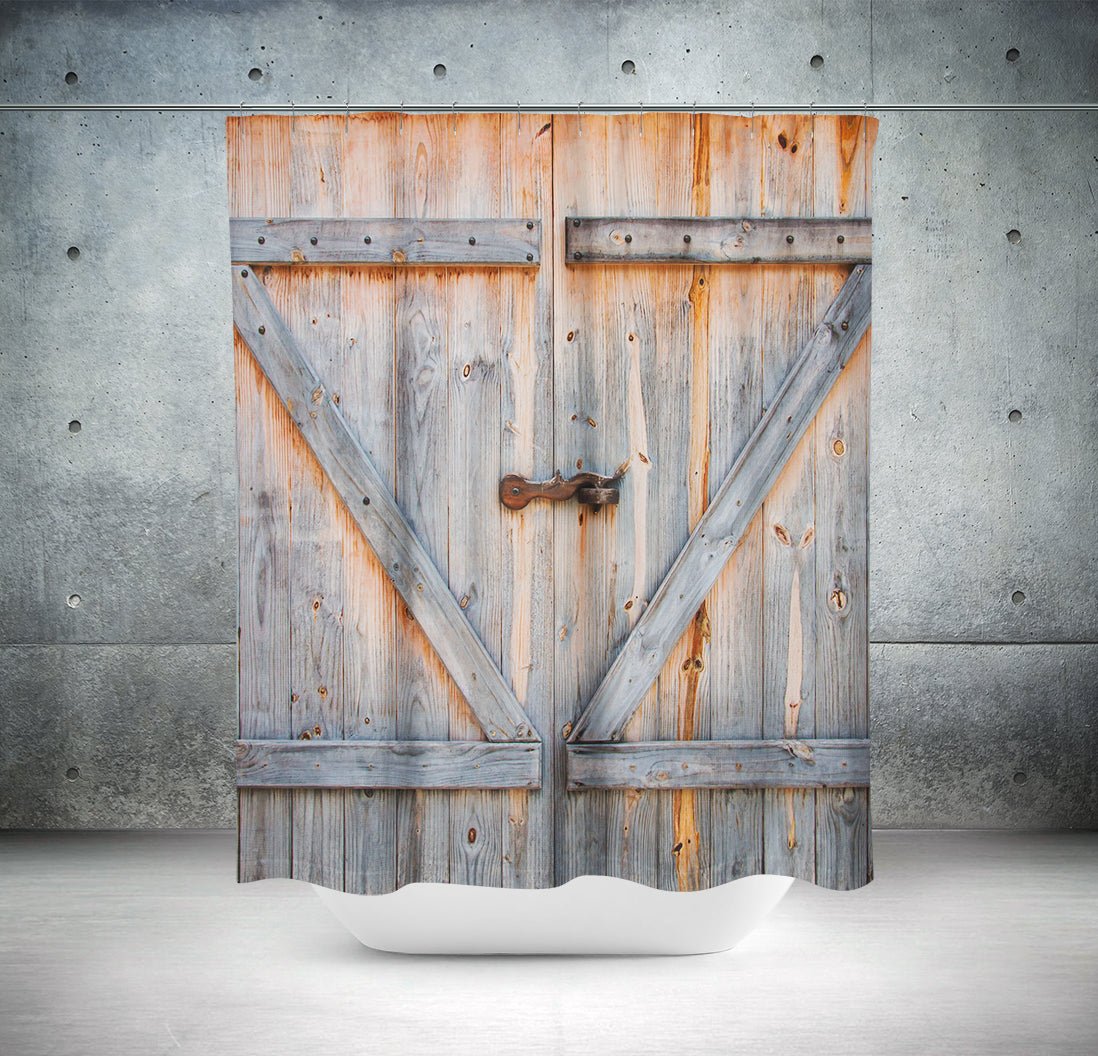 Old Barn Door Shower Curtain Rustic Vintage Farm Door Bathroom