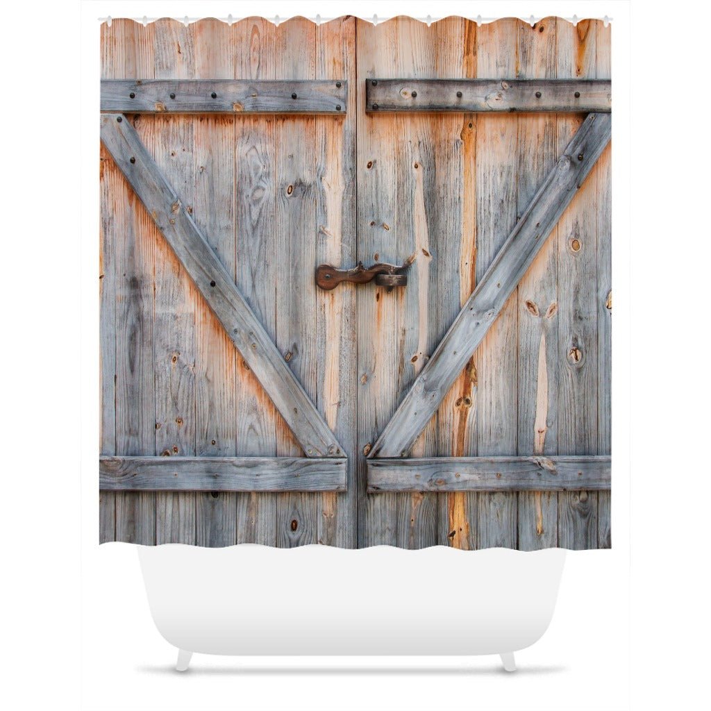 Old Barn Door Shower Curtain Rustic Vintage Farm Door Bathroom 71x74 inch