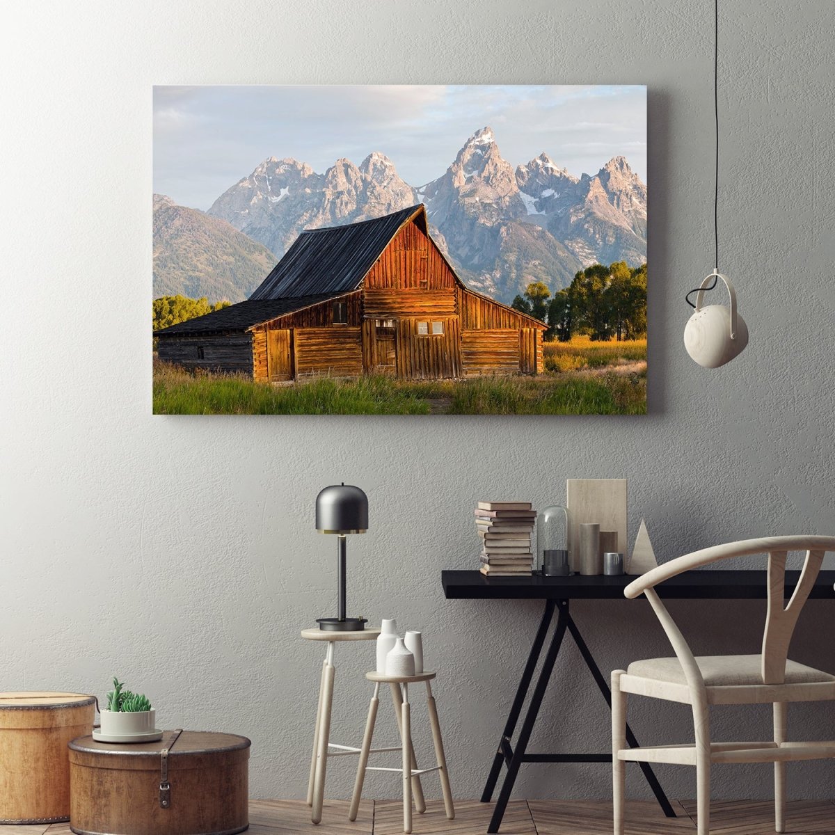 Old Barn Grand Teton 1-Piece Framed Canvas Wall Art