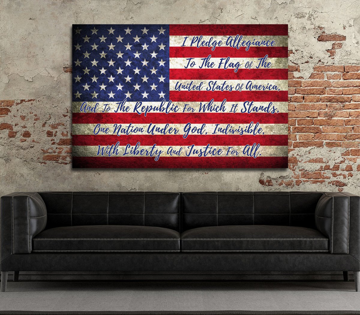 Pledge Of Allegiance Wall Art, USA Flag Canvas