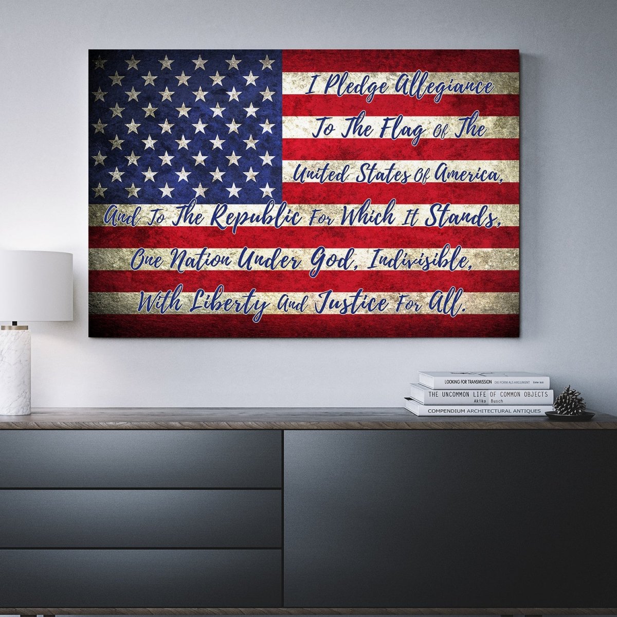 Pledge Of Allegiance Wall Art, USA Flag Canvas