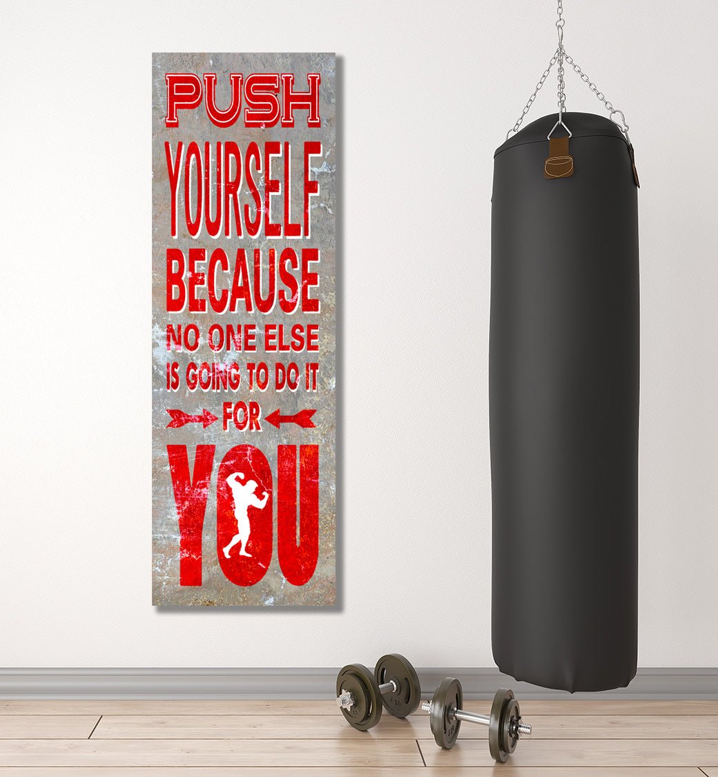 Push Yourself Gym Fitness Motivational Canvas Wall Art Men's Fitness Motivation Decor
