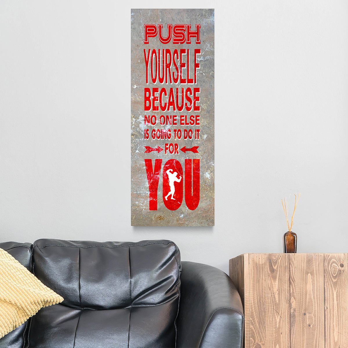 Push Yourself Gym Fitness Motivational Canvas Wall Art Men's Fitness Motivation Decor