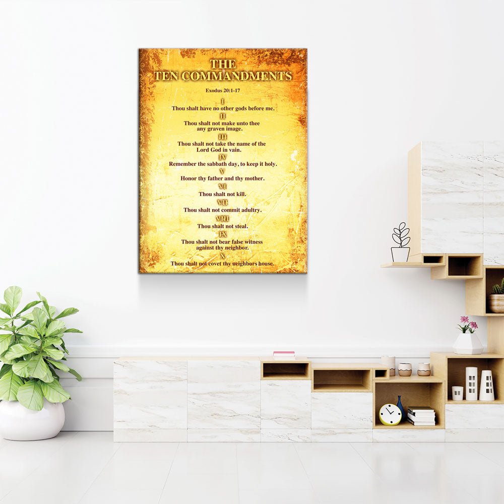 The Ten Commandments Canvas Wall Art, Religious Decor, 10 Commandments Print
