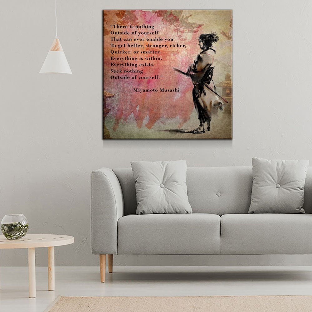There Is Nothing Outside Yourself Miyamoto Musashi Quote Samurai Art Canvas Wall Art, Ukiyoe, Japanese Art