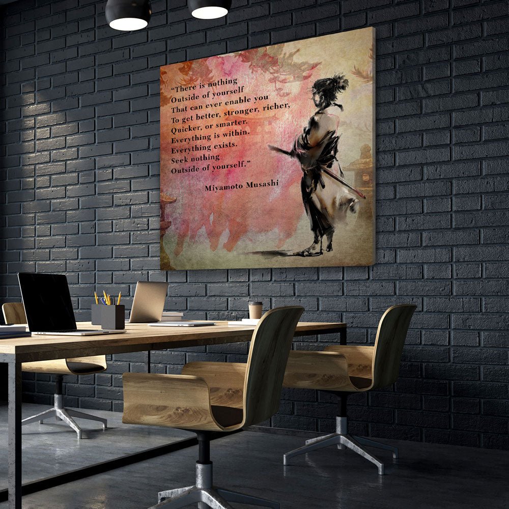 There Is Nothing Outside Yourself Miyamoto Musashi Quote Samurai Art Canvas Wall Art, Ukiyoe, Japanese Art