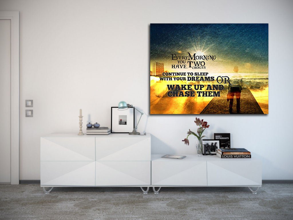 Wake Up And Chase Your Dreams Motivational Wall Art Canvas