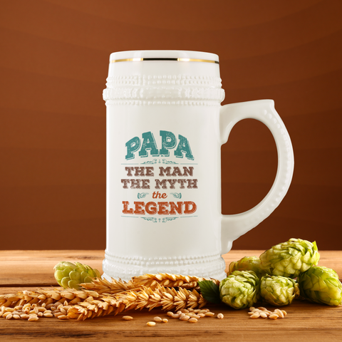 Image of Papa The Man The Myth The Legend 22 oz Beer Stein - Love Family & Home
