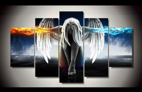 Mystic Angel Fire And Ice 5-Piece Wall Art Canvas - Love Family & Home
