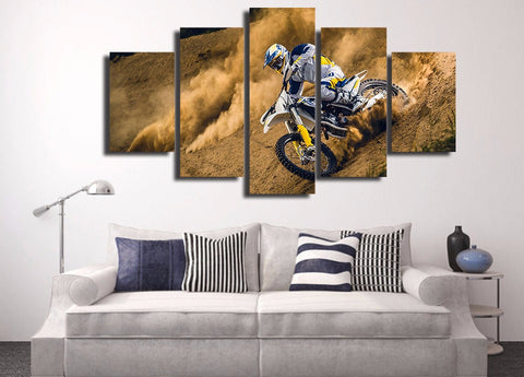 Image of Dust And Dirt Motocross MX Dirt Bike 5-Piece Canvas Wall Art Hanging - Love Family & Home