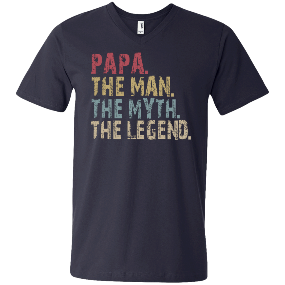 PAPA The Man The Myth The Legend V-Neck T-Shirt Navy