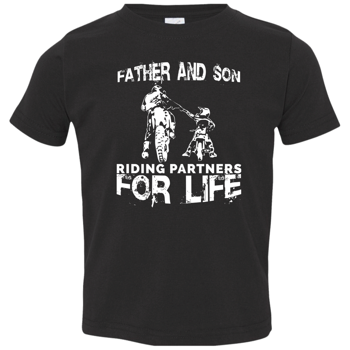 Father And Son Riding Partners For Life Toddler Jersey T-Shirt Black