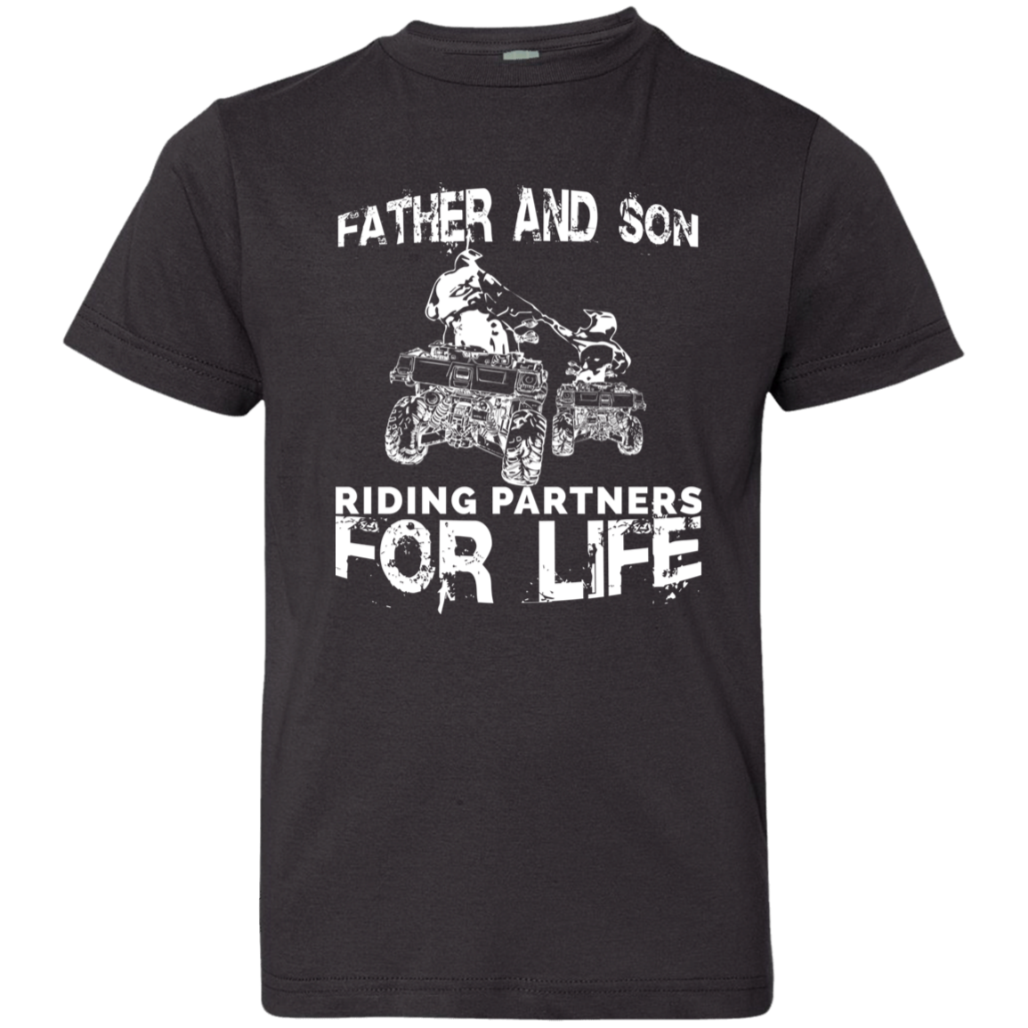 Father And Son ATV Riding Partners For Life Youth T-Shirt Black