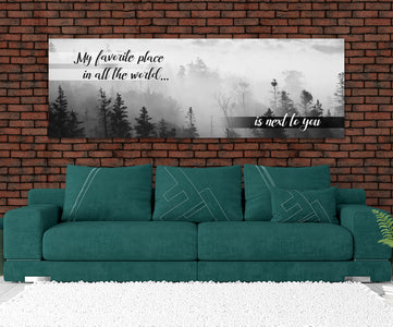 My Favorite Place In All The World Is Next To You Framed Canvas Wall Art Couples Above The Bed Decor - Love Family & Home