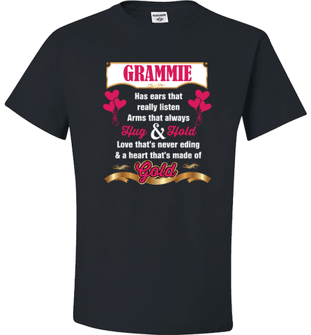 Image of Grammie Hug and Hold Heart Made Of Gold T-Shirts And Apparel - Love Family & Home