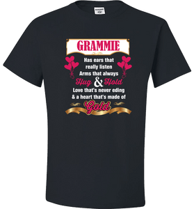 Grammie Hug and Hold Heart Made Of Gold T-Shirts And Apparel - Love Family & Home